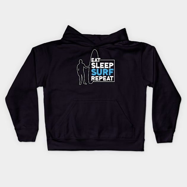 Surfer: Eat, Sleep, Surf, Repeat Kids Hoodie by Dominic Becker